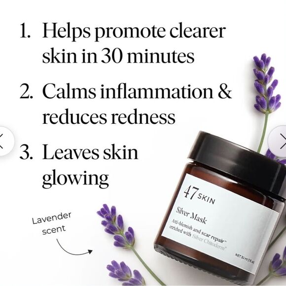 47 Skin Silver Mask, Anti-Blemish and Scar Repair w/Silver Chitoderm, 2 fl oz. - Picture 3 of 16